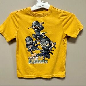 365 Kids Garanimals Sz 5 Ninjas 🥷 T Shirt Yellow Gold GUC